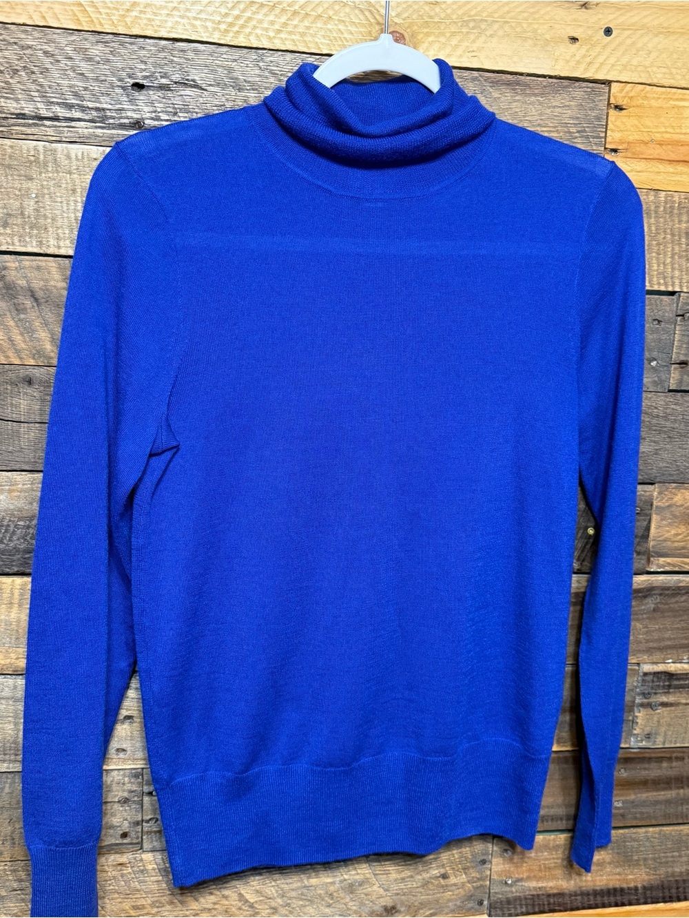 J Crew Womens Small Royal Blue Merino Wool Blue Thin Knit Turtleneck Sweater Top